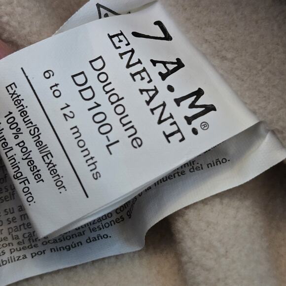 7 Am Enfant Doudoune Infant Coat Sack Boy Girl Winter Coat 6-12Months ~ Brown - Picture 7 of 9